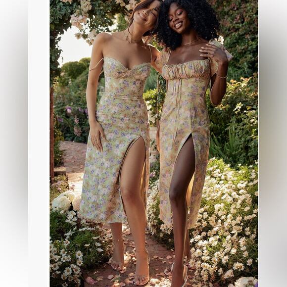 House of CB Charlotte Peony Print Midi Sundress Size M Medium New - Picture 3 of 12